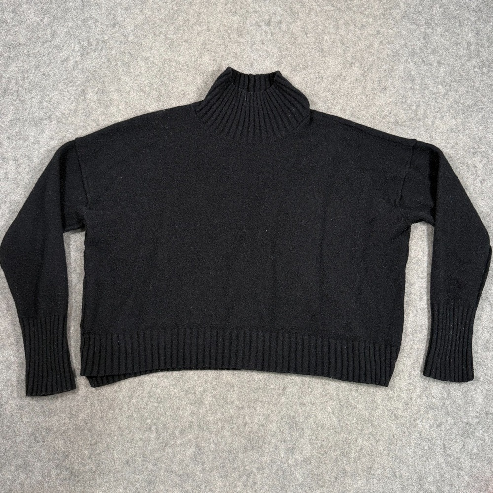 Free People Black Knit Vancouver Mock Neck Pullover Sweater Women's Size Small